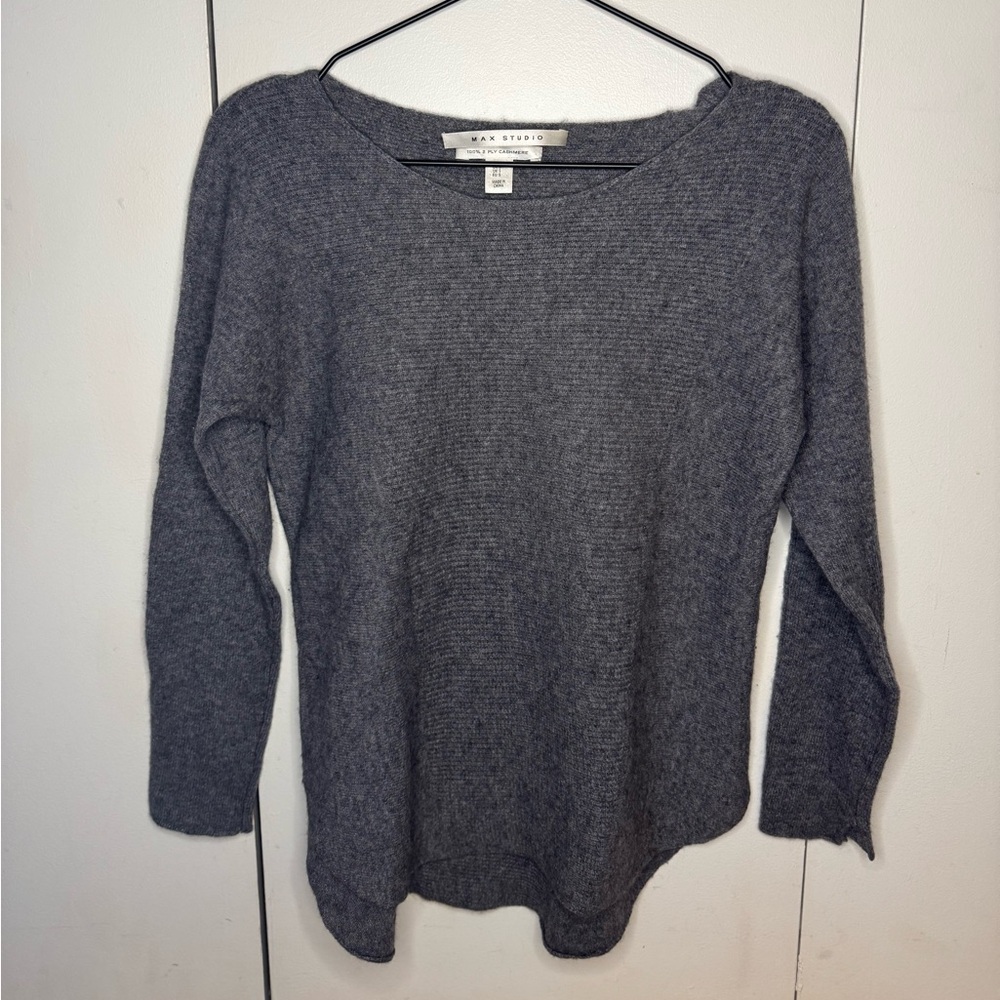 100% cashmere Max Studio ribbed grey sweater